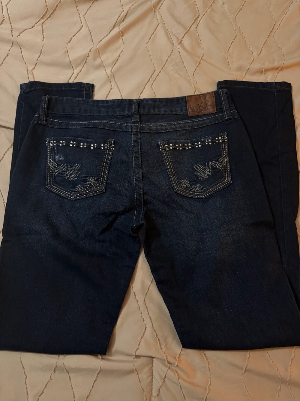 BKE Dark Blue Skinny Jeans with Embellished Back Pockets